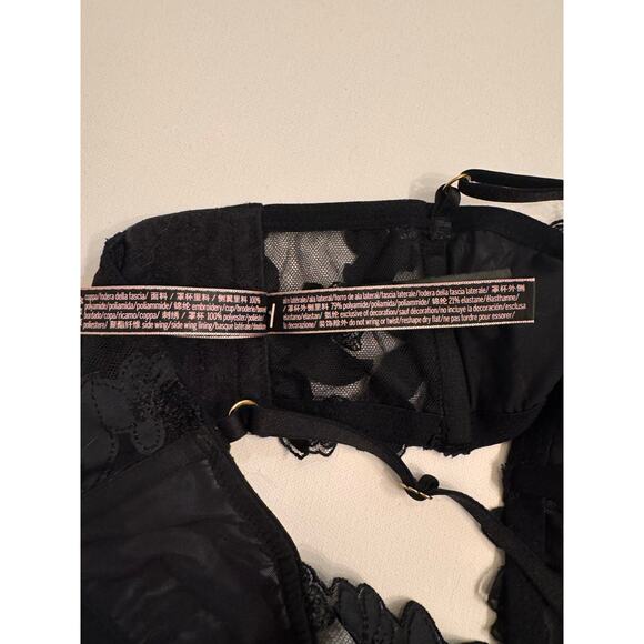 Victoria's Secret Very Sexy Bralette Black Floral Lace Unlined M-DD - Picture 4 of 4